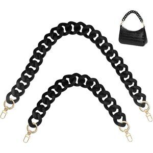 High-Quality Black Acrylic Chain Straps (2 PCS) - Ideal for DIY Handbag Projects